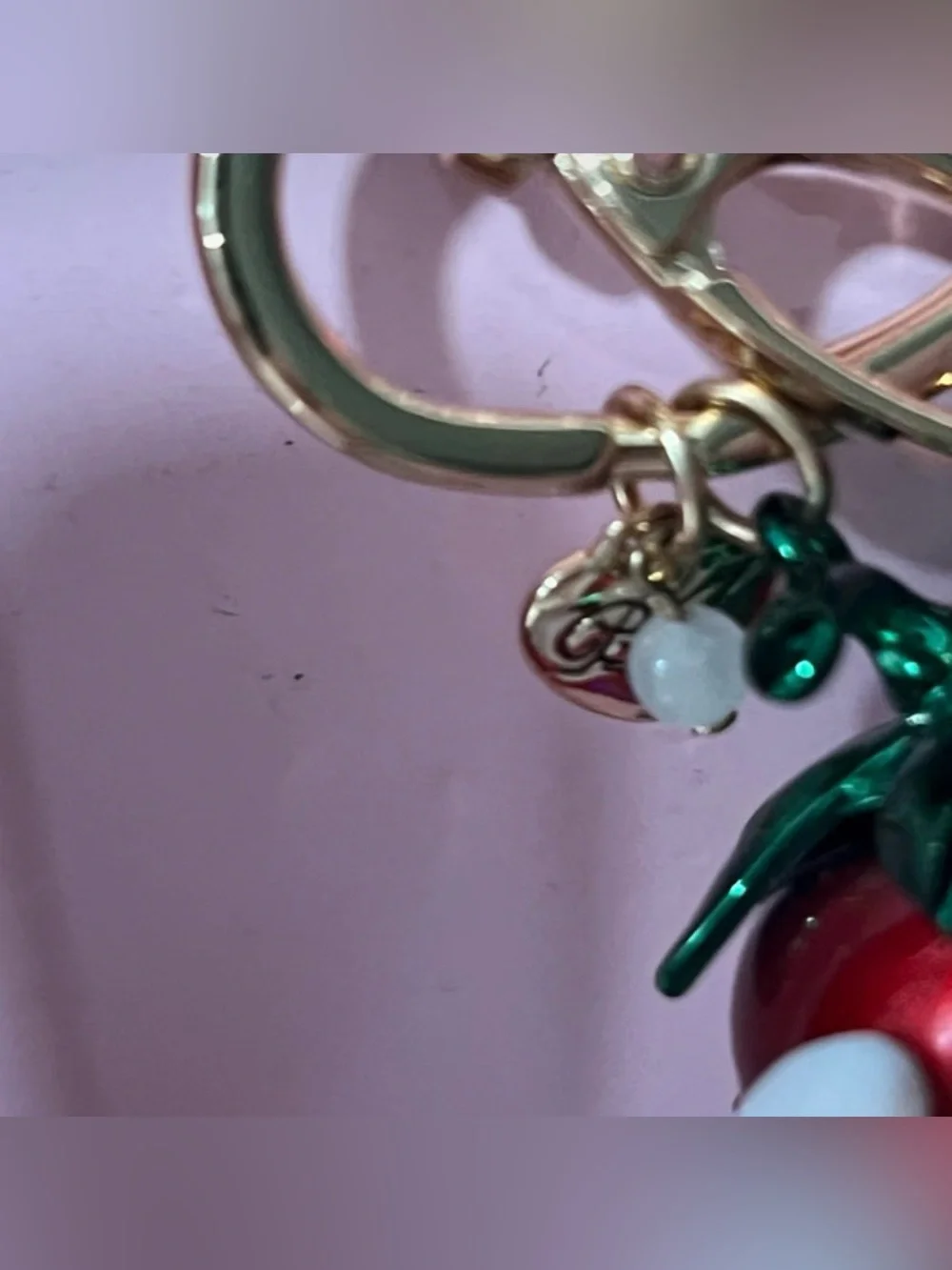 Betsey Johnson chocolate-dipped strawberry bag charm/keychain